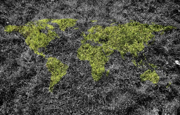 Immagine Concettuale Una Mappa Del Mondo Erba Verde — Foto Stock