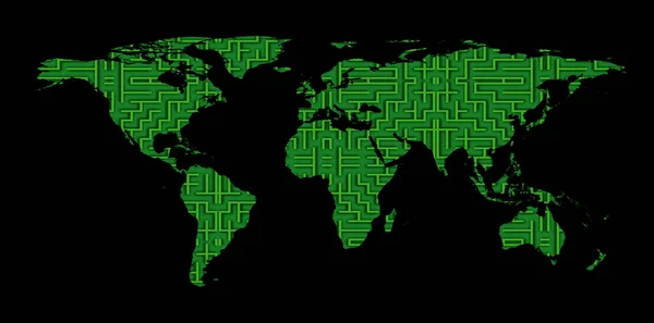 Imagem Conceitual Mapa Mundo Labirinto — Fotografia de Stock