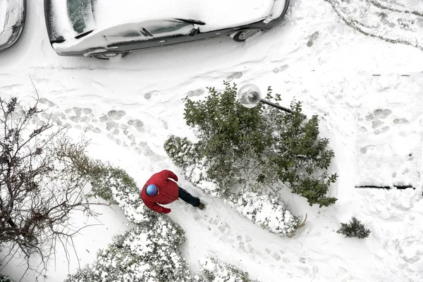 Erhöhte Ansicht Der Schneebedeckten Straße — Stockfoto