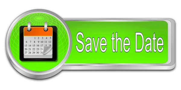 Glossy Green Date Button Illustration — Stock Photo, Image