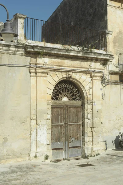 Vieille Porte Bois Vieille Ville Avola Uneso Site Patrimoine Mondial — Photo