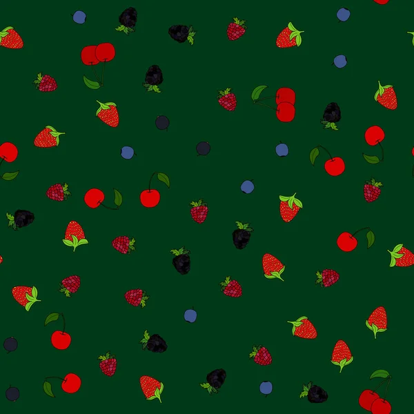 Abstrakt Vektor Doodle Berry Seamless Mönster — Stockfoto