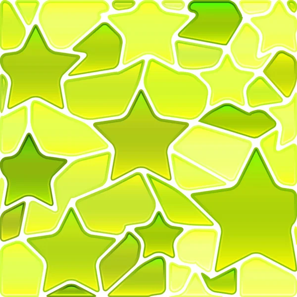 Vetor Abstrato Fundo Mosaico Vidro Manchado Estrelas Verdes Amarelas — Fotografia de Stock