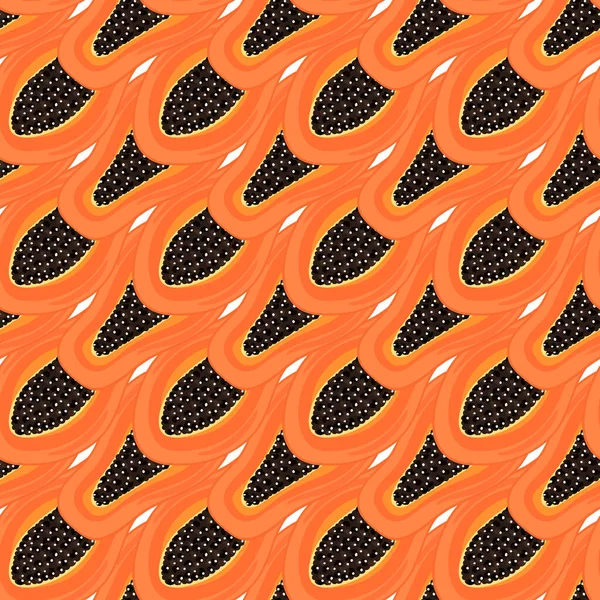 Seamless Pattern Tropical Fruits Healthy Dessert Fruity Background Carica Papaya — Stock Photo, Image
