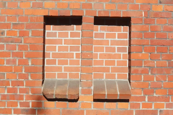 Perforated Windows Brick House Wall — Stock Photo, Image
