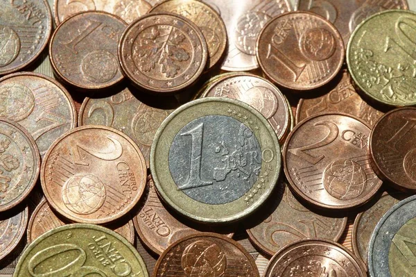 Євро Гроші Монети Євро Євро — стокове фото