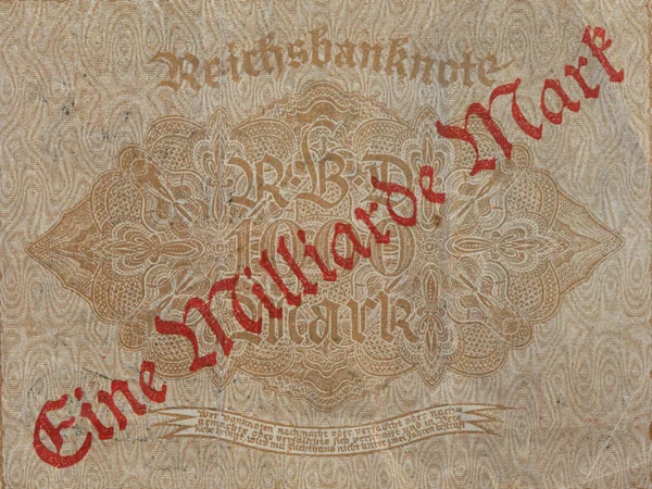 Notas Alemãs Reichsmark Sobreposição Bilhão Marcas — Fotografia de Stock