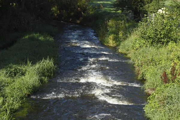 Río Agua Llamas Orilla Verde — Foto de Stock