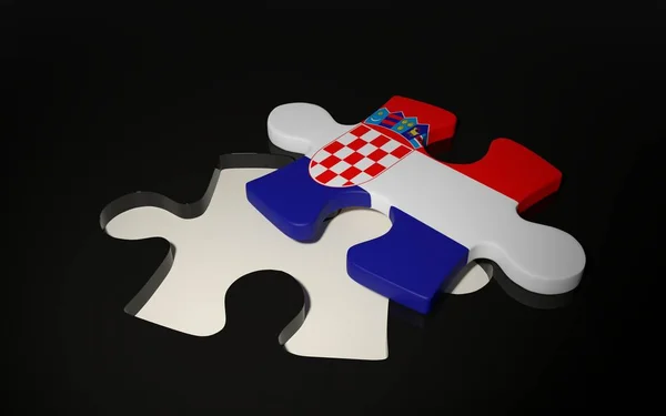 Хорватский Флаг Puzzle Piece Флаг Хорватии Рендеринг — стоковое фото
