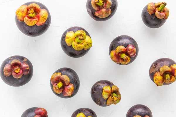 Frutas Mangostão Com Vista Superior — Fotografia de Stock