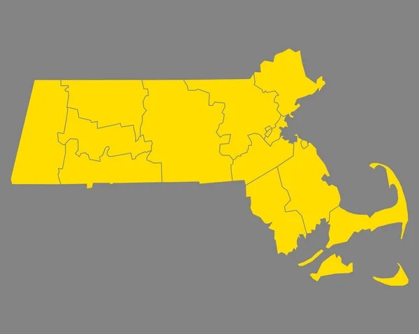 Kaart Van Massachusetts Geografische Kaart Illustratie — Stockfoto