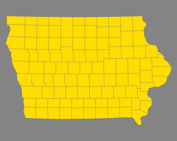 Mapa Iowa Ilustracja Mapy Geograficznej — Zdjęcie stockowe