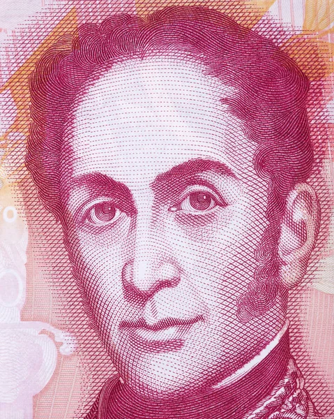 Retrato Simón Bolívar Del Dinero Venezolano — Foto de Stock