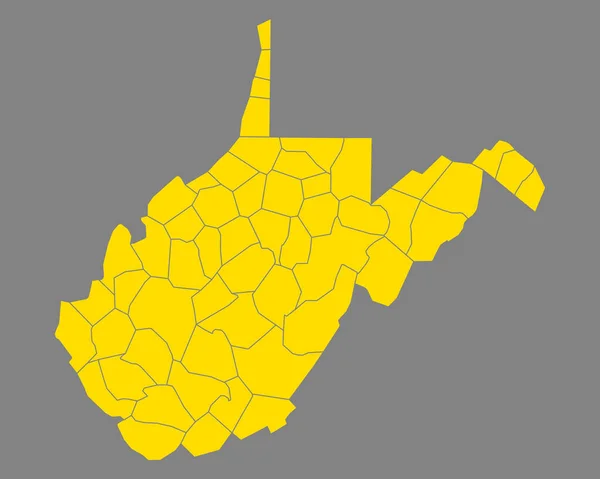 Χάρτης Της Δυτικής Βιρτζίνια Γεωγραφική Απεικόνιση Χάρτη — Φωτογραφία Αρχείου