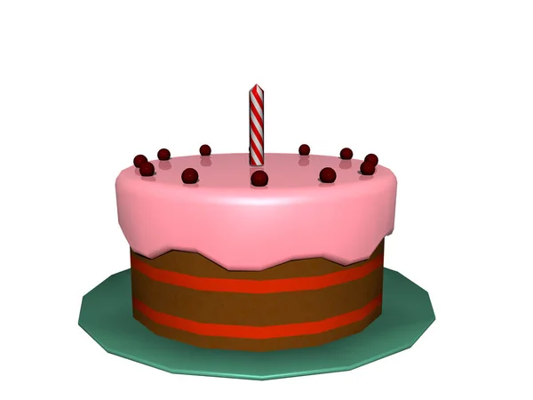 Rosa Torte Mit Kerzen Zum Geburtstag — Stockfoto