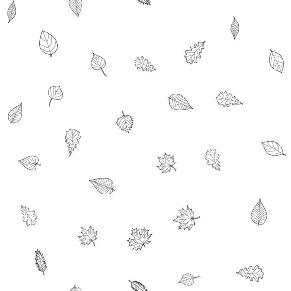 abstract vector doodle autumn leaves seamless pattern