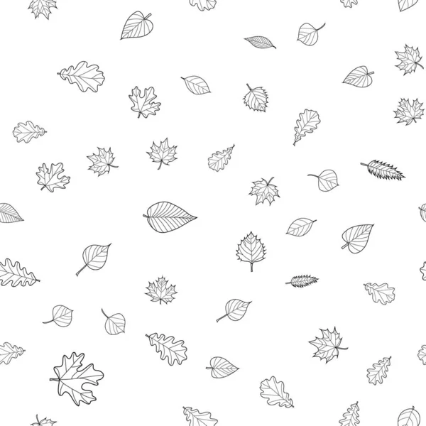 Abstract Vector Doodle Autumn Leaves Seamless Pattern — Stock Photo, Image
