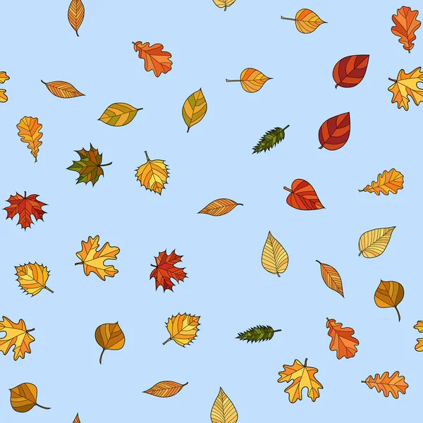 Abstract Vector Doodle Autumn Leaves Seamless Pattern — Stock Photo, Image