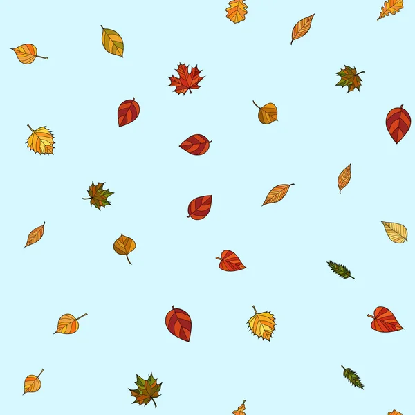 Vector Abstracto Doodle Otoño Hojas Patrón Sin Costura —  Fotos de Stock