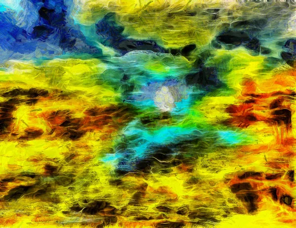 Pintura Abstracta Colorida Óleo Sobre Lienzo —  Fotos de Stock