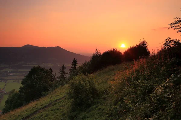 Захід Сонця Горі Баварських Альпах — стокове фото