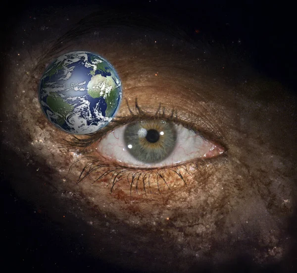 Surrealism Woman Eye Galaxies — Stock Photo, Image