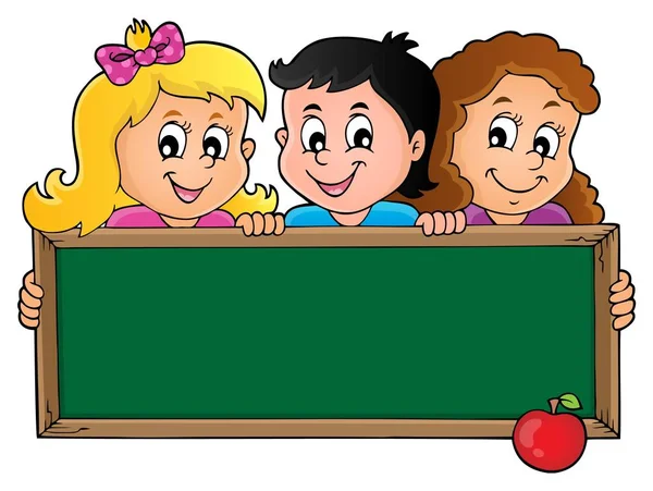 Children Holding Schoolboard Theme Picture Illustration — Stock Photo, Image