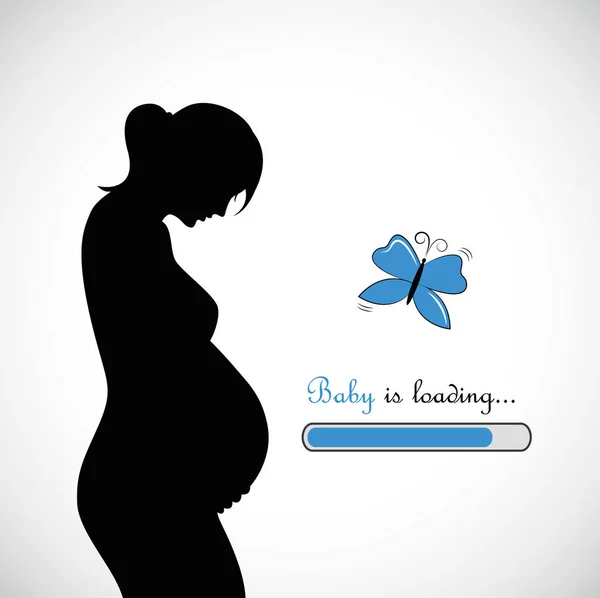 Těhotná Žena Chlapeček Načítání Vektorové Ilustrace — Stock fotografie