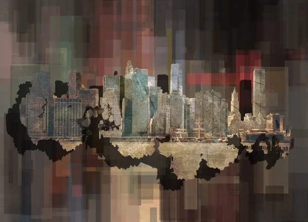 Манхэттенское Искусство Нью Йорк Абстрактном Фоне — стоковое фото