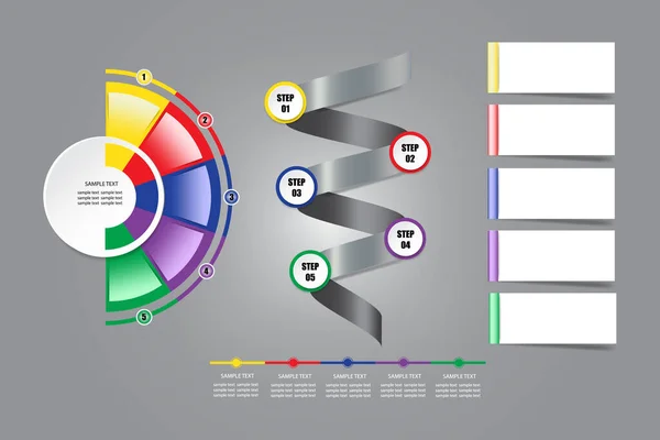 Moderne Infografik Etiketten Als Kreis Und Farbenfroher Halbkreis Rund Herum — Stockfoto