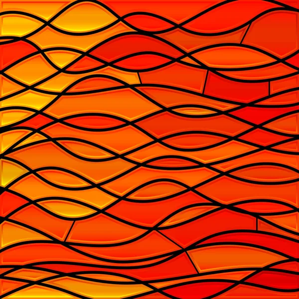 Abstract Vector Stained Glass Mosaic Background Red Orange Wave — Stock Photo, Image