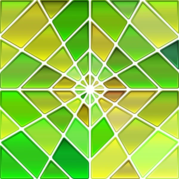 Abstract Vector Stained Glass Mosaic Background Green Yellow Rhombus — Stock Photo, Image