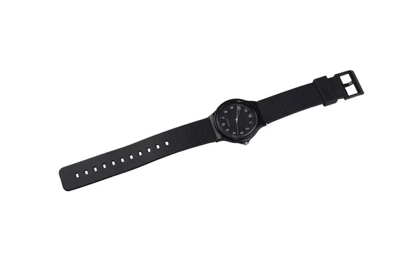 Reloj Pulsera Negro Aislado Sobre Fondo Blanco — Foto de Stock