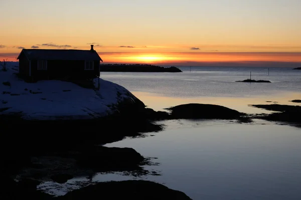 Rorbuer Polarnatt Nära Lofotes — Stockfoto