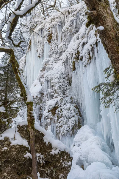 Schleier Waterval Beieren Duitsland Winter — Stockfoto