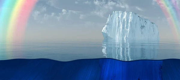 Iceberg Arco Íris Mar Ilustração — Fotografia de Stock