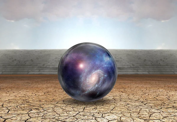 Arte Digital Surrealista Universo Burbuja Tierras Áridas — Foto de Stock