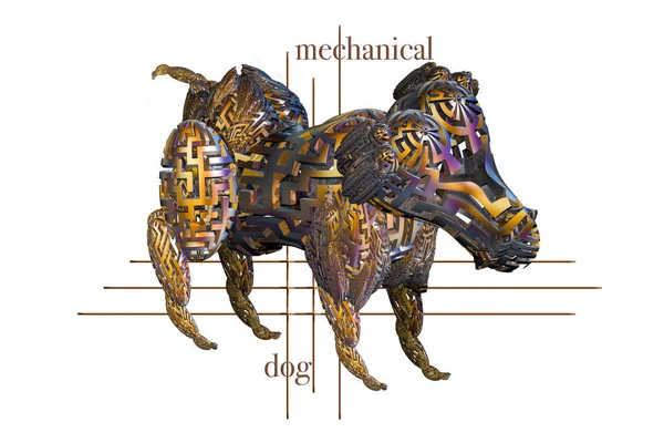 Mekanik Parçalardan Yapılmış Yapay Bir Köpek — Stok fotoğraf
