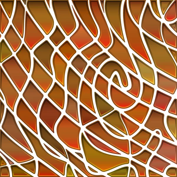 Abstract Vector Stained Glass Mosaic Background Orange Brown — Stock Photo, Image