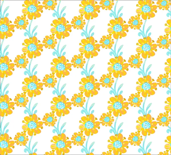 Floral Seamless Pattern Hand Drawn Creative Flowers Colorful Artistic Background — Stock Photo, Image