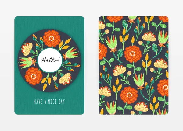 Cover Design Mit Floralem Muster Handgezeichnete Kreative Blumen Bunte Künstlerische — Stockfoto