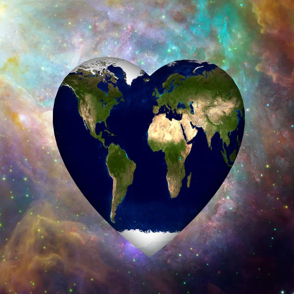 Γήινη Καρδιά Στο Ζωηρό Διάστημα — Φωτογραφία Αρχείου