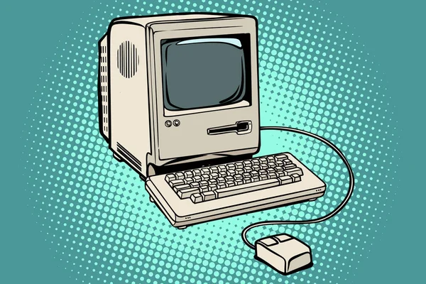 Retro Computer Monitor Keyboard Mouse Pop Art Retro Vector Illustration — Stock Photo, Image