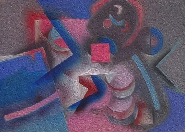 Abstract Schilderij Met Geometrische Figuren Rendering — Stockfoto