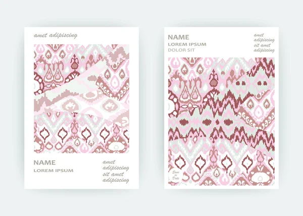 Set Kaart Etnische Boheemse Arabesque Patroon Zigzag Geometrische Abstracte Pastel — Stockfoto