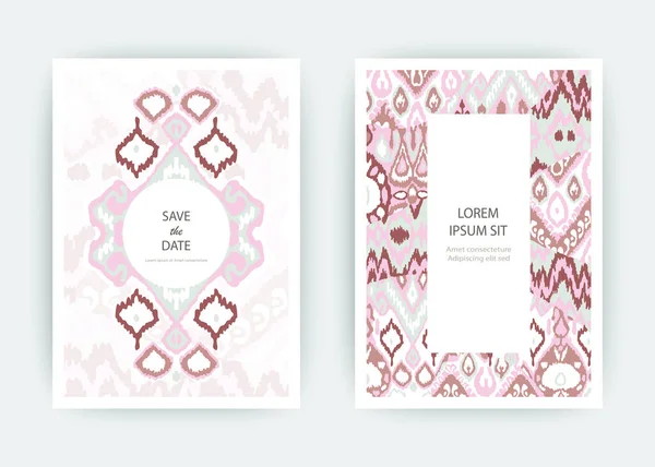 Set Carte Ethnique Arabesque Bohème Motif Conception Couverture Impression Pastel — Photo