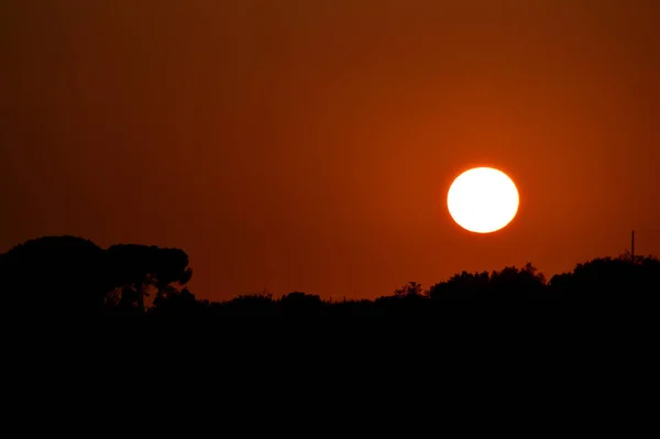 Blick Auf Einen Wunderschönen Sizilianischen Sonnenuntergang Landschaft Italien — Stockfoto