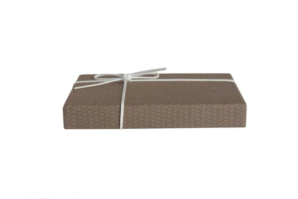 Geschenk Oder Geschenkbox Mit Weißer Schleife Auf Weißem Hintergrund Isoliert — Stockfoto