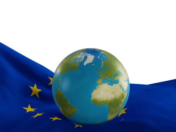 Bandera Europa Con Planeta Globo Terráqueo Mapa Mundial Elementos Esta — Foto de Stock