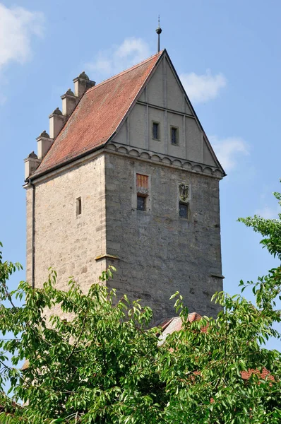 Cidade Dinkelsbuehl Baviera Encanta Com Sua Arquitetura Medieval Única Estes — Fotografia de Stock